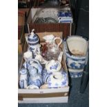 TWO BOXES AND LOOSE CERAMICS AND GLASS, to include Ringtons etc