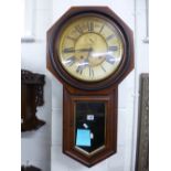 AN AMERICAN MAHOGANY CASED WALL CLOCK, Ansonia Clock Co New York U.S.A. (sd) (key and pendulum)