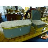 A WICKER BEDROOM CHAIR, and matching blanket box (2)