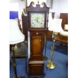 A GEORGIAN OAK AND MAHOGANY LONGCASE CLOCK, 30 hour movement, square painted, face marked Whitehouse