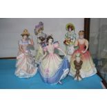 FIVE ROYAL DOULTON FIGURES OF THE YEAR, 'Angela' 1992, 'Sarah' 1993, 'Sharon' 1994, 'Lily' 1995