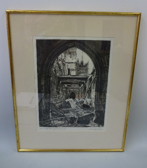 WILLIAM WASHINGTON (1885-1956), 'Ayes Lobby House of Commons, 1941', etching, signed and titled in