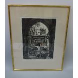 WILLIAM WASHINGTON (1885-1956), 'Ayes Lobby House of Commons, 1941', etching, signed and titled in