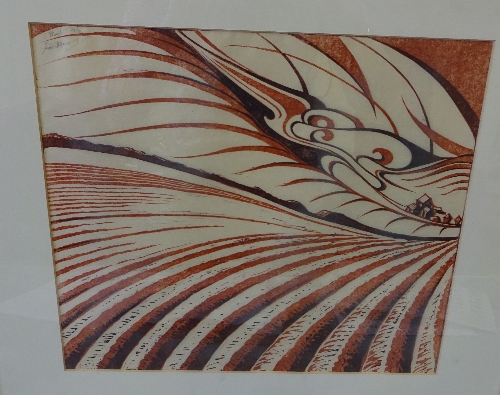 SYBIL ANDREWS (1898-1992), 'Plough', linocut in colours, signed, titled and numbered 18/60 to top - Image 3 of 5