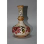 A LOCKE & CO WORCESTER VASE, of shaft and globe form, decorated with flowers on blush ivory