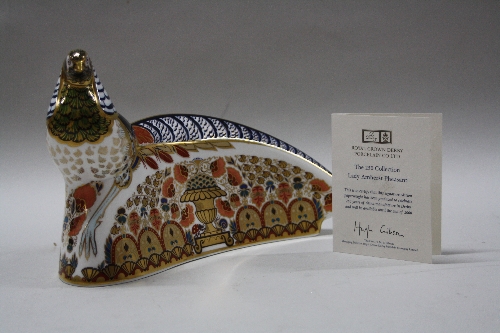 A BOXED ROYAL CROWN DERBY PAPERWEIGHT, 'Lady Amherst Pheasant' Signature Edition designed by John