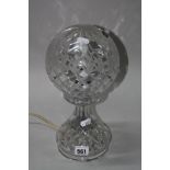 A CUT GLASS TABLE LAMP, height approximately 29cm