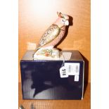 A BOXED LIMITED EDITION ROYAL CROWN DERBY 'COCKATOO' PAPERWEIGHT, No.1262/2500 (with certificate)