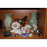 VARIOUS CERAMICS AND MAGIC LANTERN SLIDES, (7), to include Beswick Shire Mare No.818, jug No.654 (