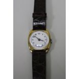 A GENT'S GOLD WATCH 9ct case, in original case