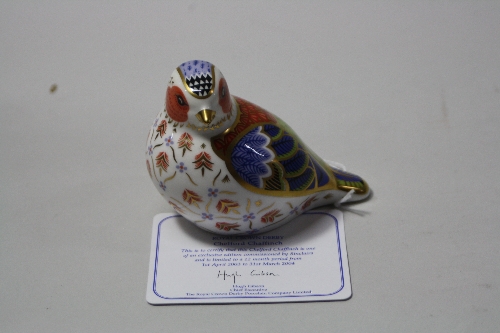 A BOXED ROYAL CROWN DERBY PAPERWEIGHT, 'Chelford Chaffinch' exclusive Edition commissioned by