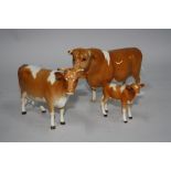 A SET OF THREE BESWICK GUERNSEY CATTLE, Bull Ch. 'Sabrina's Sir Richmond 14th' Cow No.1248A (one