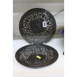 A PAIR OF CAST COALBROOKDALE STYLE PIERCED DISHES, diameter approximately 22cm (2)