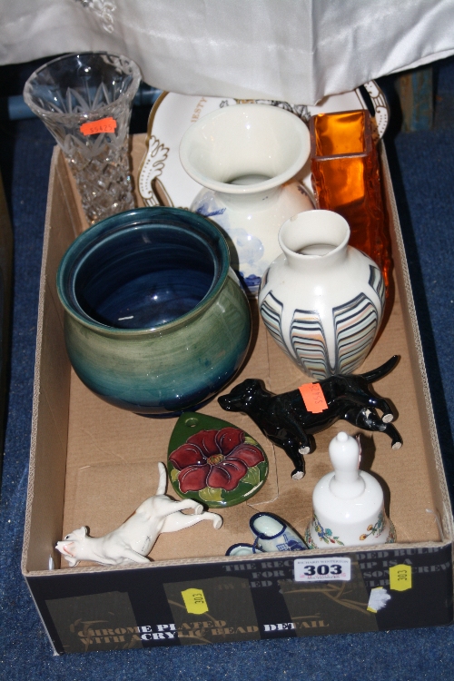 VARIOUS CERAMICS, GLASS, DRESSES, etc, to include Moorcroft, Whitefriars, Beswick, etc (s.d)