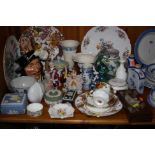 VARIOUS CERAMICS, GLASS, etc, to include Royal Doulton, Dresden, Royal Crown Derby, Wedgwood, Mdina,