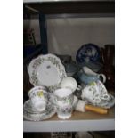 VARIOUS TEA AND DINNERWARES, ROLLING PIN, etc, to include Royal Stafford 'Columbine' (21 pieces) and