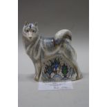 A BOXED ROYAL CROWN DERBY PAPERWEIGHT, 'Husky' No.77/750, pre-release of 750, signed Sue Rowe (