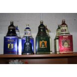EIGHT WADE BELL'S WHISKY DECANTERS, (seven boxed), to include Christmas 1994, 1996, 1997 and 1998,