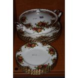 ROYAL ALBERT 'OLD COUNTRY ROSES' PART DINNERWARES, to include tureen, six dinner plates and six