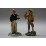 TWO ROYAL DOULTON FIGURES, 'Tom Brown' HN2941 (seconds) and 'Huckleberry Finn' HN2927 (s.d. to fish)