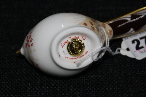 A BOXED ROYAL CROWN DERBY PAPERWEIGHT, 'Long Tailed Tit' - Image 2 of 2