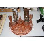 TWO PROTECTOR LAMPS, and Deco style glass dressing table sets