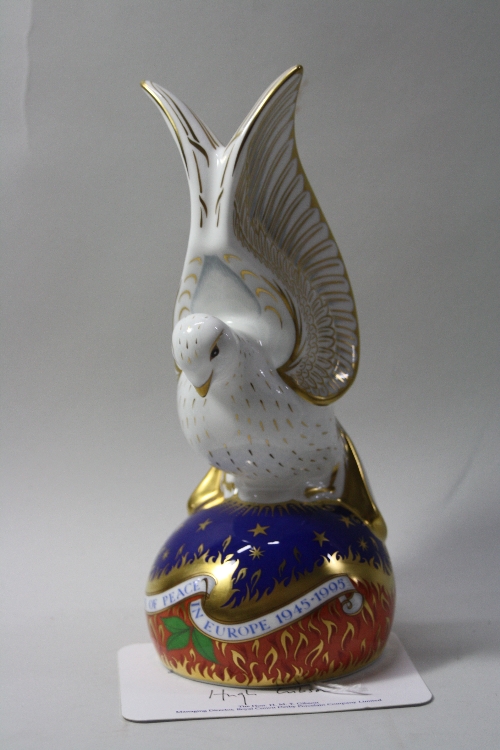 A BOXED LIMITED EDITION ROYAL CROWN DERBY PAPERWEIGHT, 'Spirit of Peace' No.120/150 commissioned