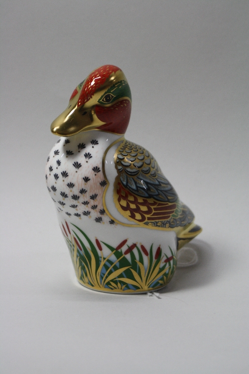 A BOXED ROYAL CROWN DERBY PAPERWEIGHT, 'Green Winged Teal' exclusive for Royal Crown Derby