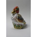 A BOXED ROYAL CROWN DERBY PAPERWEIGHT, 'Green Winged Teal' exclusive for Royal Crown Derby