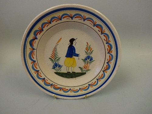 A DELFT PLATE, depicting traditionally dressed gent with pipe, approximately 22.5cm diameter, - Image 4 of 5