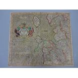 A GERARD MERCATOR MAP OF ENGLAND AND WALES, engraved map with hand colouring, cartouche, Latin
