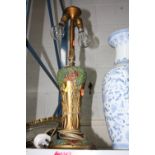 A METAL DECO TIFFANY STYLE TABLE LAMP BASE, height approximately 60cm