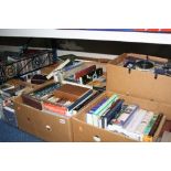 NINE BOXES AND LOOSE BOOKS AND C.D'S, etc