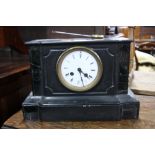 A VICTORIAN SLATE MANTEL CLOCK (pendulum)