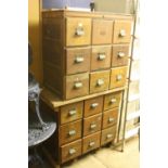 TWO 20TH CENTURY MAHOGANY NINE DRAWER FILING CABINETS, approximate size length 84cm x height 79cm
