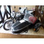 A ROYAL ENFIELD BULLET 500 MOTORCYCLE AND SIDECAR, 499cc, petrol, bike silver with black sidecar,