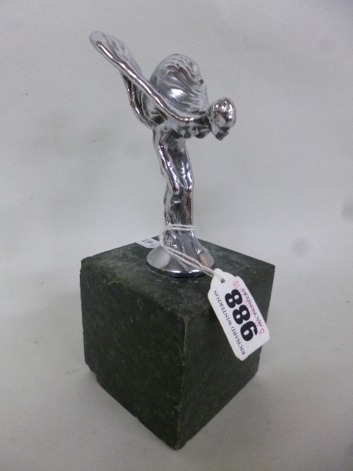 A ROLLS ROYCE SPIRIT OF ECSTACY CAR MASCOT, on marble base