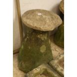 A STADDLE STONE ON ROUND BASE, approximate height 78cm