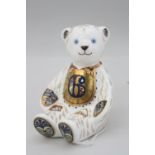 A BOXED ROYAL CROWN DERBY NUMBER BEAR PAPERWEIGHT, '6', signed John Ablitt