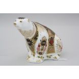 A BOXED ROYAL CROWN DERBY PAPERWEIGHT, 'Old Imari Polar Bear', signed 'S. Rowe'