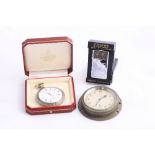 A POCKET WATCH, a lighter and an 8 day Smith & Sons timepiece (3)