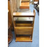 AN EDWARDIAN MAHOGANY INLAID BOOK/MAGAZINE RACK