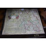 A GERARD MERCATOR MAP OF ENGLAND AND WALES, engraved map with hand colouring cartouche, latin text