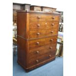 A LARGE VICTORIAN MAHOGANY CHEST, of six long graduating drawers, approximate size width 130cm x