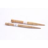 TWO 9CT GOLD BAKERS PERM POINT PROPELLING PENCILS, both are hallmarked .375 9ct in Birmingham, one