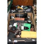 A BOX AND LOOSE FOLDING AND SLR CAMERAS, including Zenitt, Minolta, Kodak etc