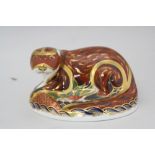 A BOXED ROYAL CROWN DERBY PAPERWEIGHT, 'Otter', gold signature edition but has no signature to base,