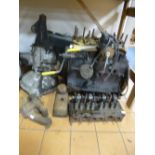 A VINTAGE STANDARD ENGINE, (half stripped), gearbox, radiator and exhaust parts