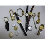 A BOX OF ASSORTED WRISTWATCHES AND WATCH PARTS