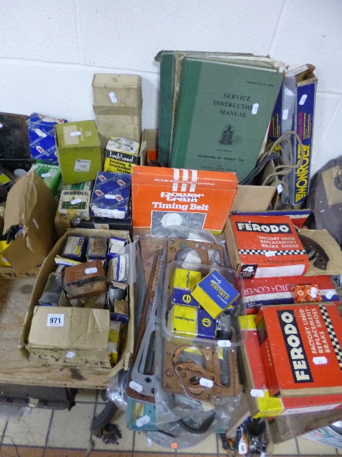 A SELECTION OF NEW OLD STOCK VINTAGE CAR PARTS, including bearings, gaskets, wheel cylinders, air